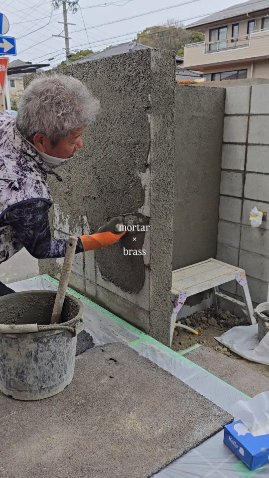 塗り/板張り/レンガのある外構